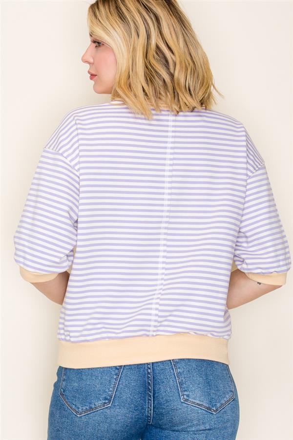 Contrast Banded Striped Sweatshirt