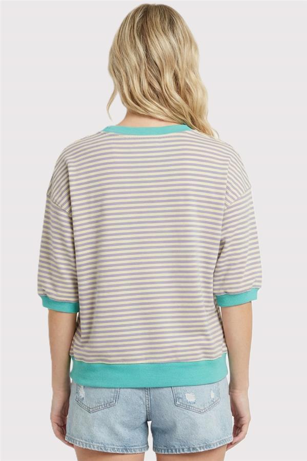 Contrast Band Striped Top