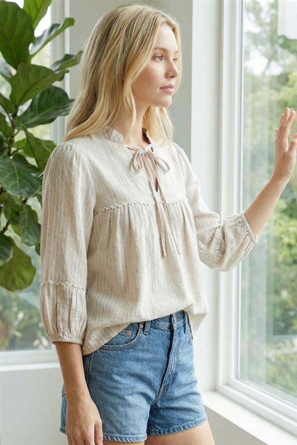 Pinstriped Linen Top