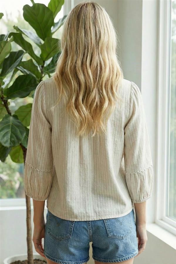 Pinstriped Linen Top