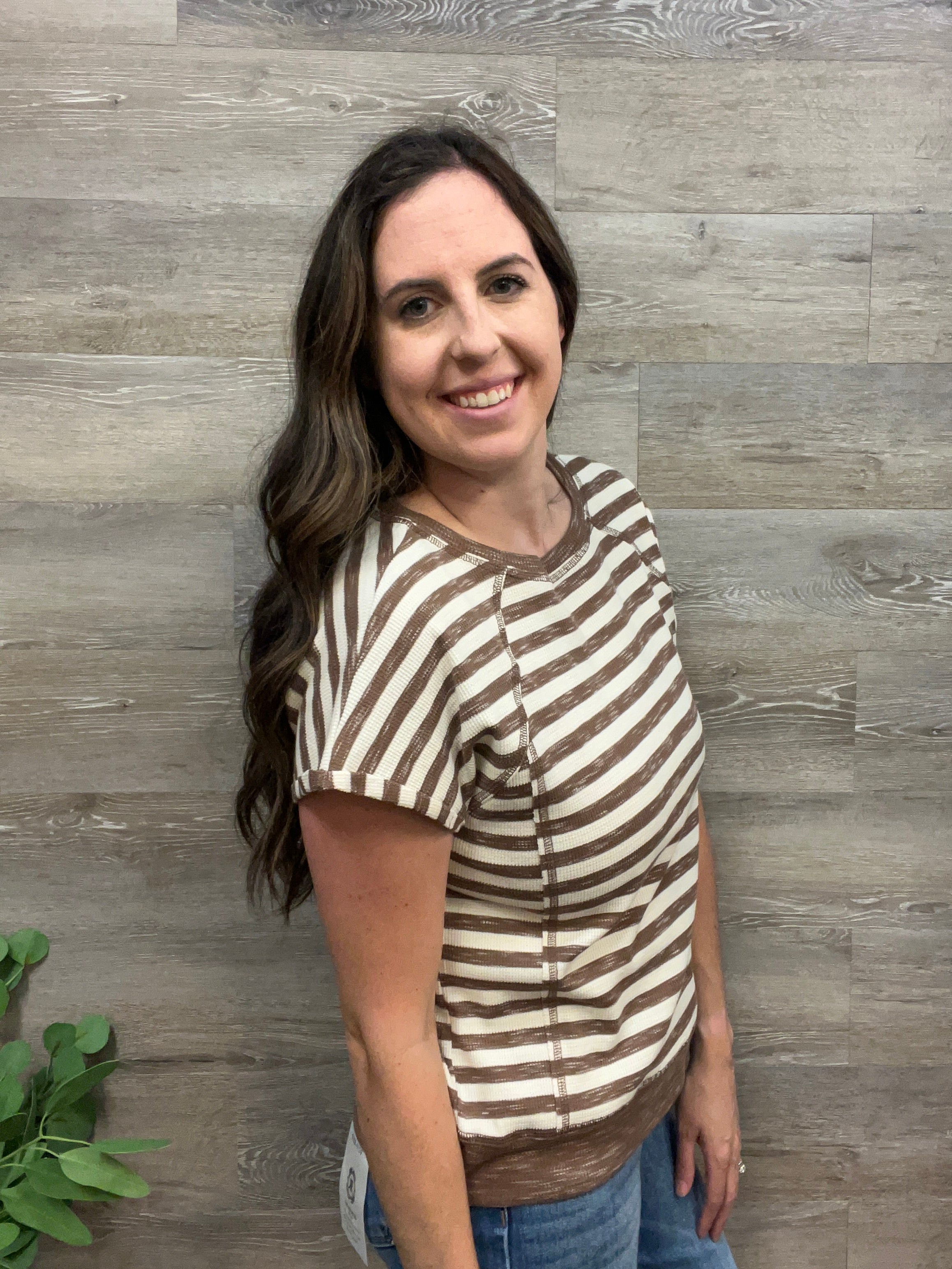 Exposed Stitching Stripe Top