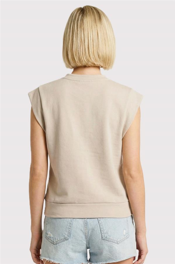 Split Neck Cap Sleeve Sweatshirt