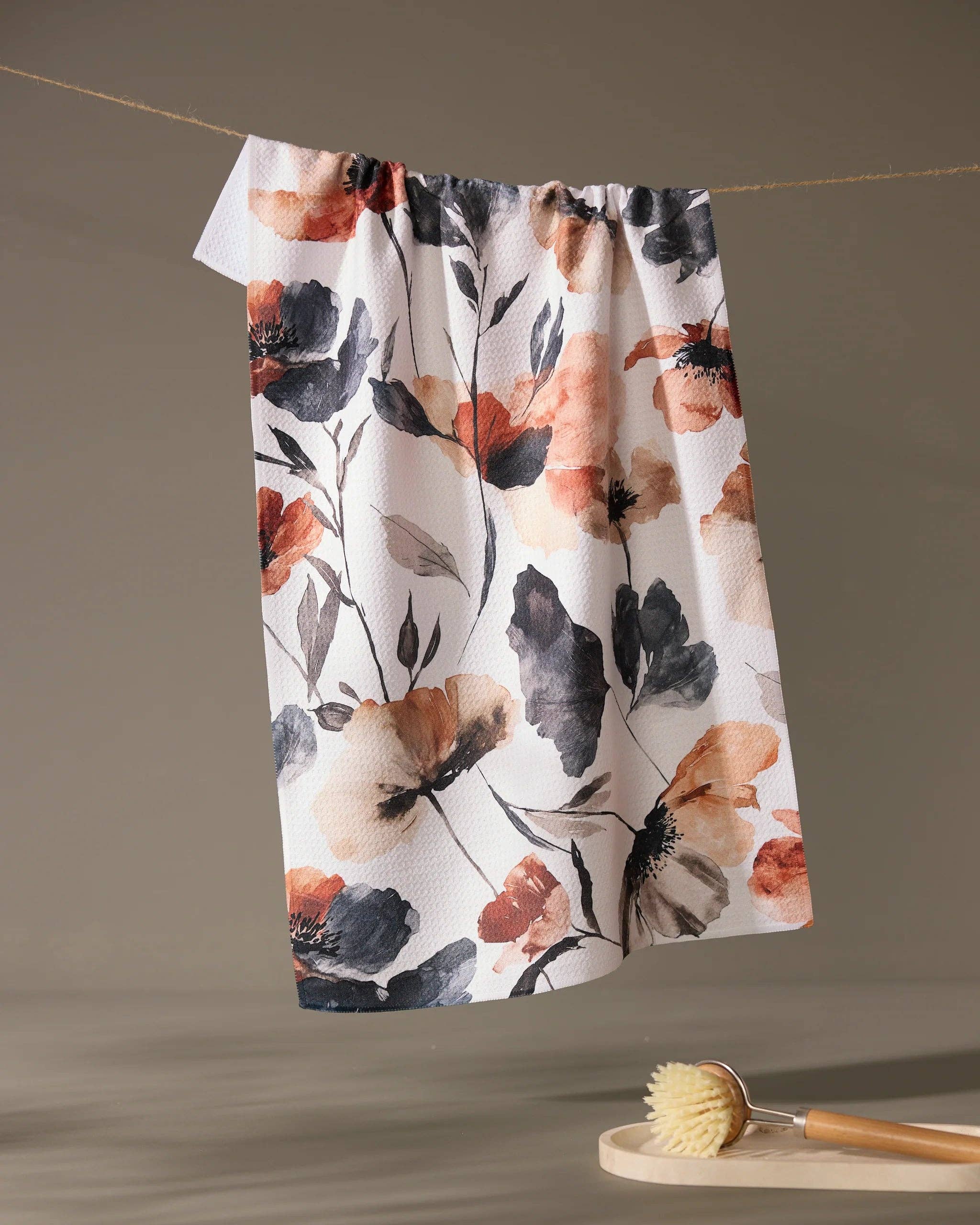 Geometry Moody Poppy Tea Towel