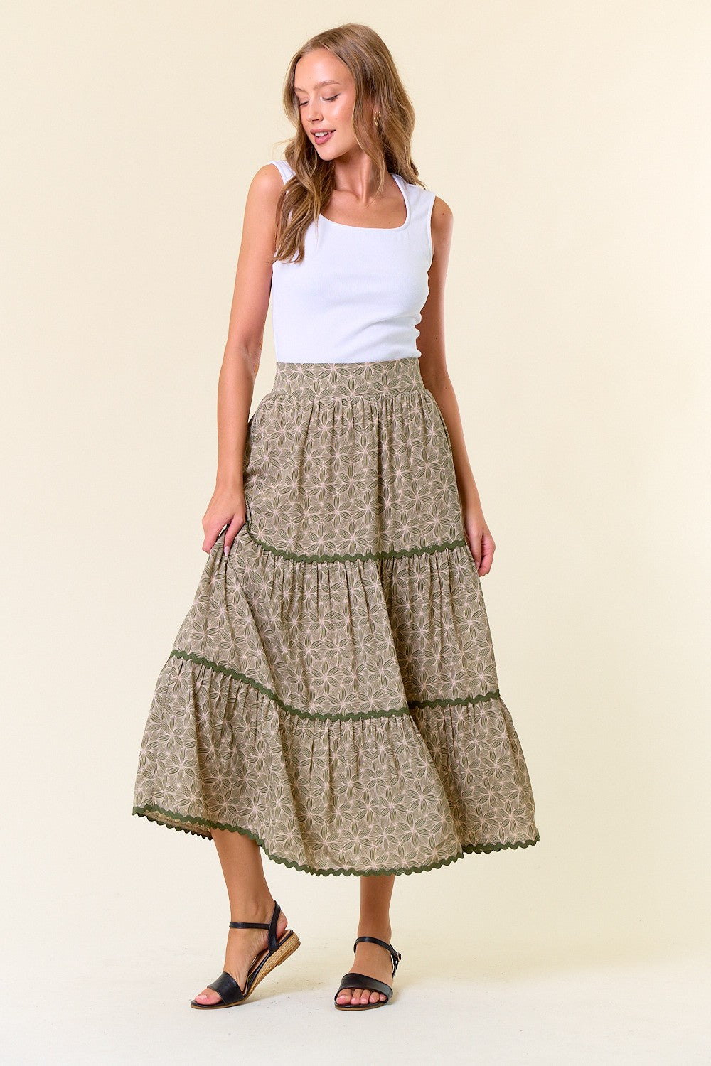 Floral Tiered Maxi Skirt