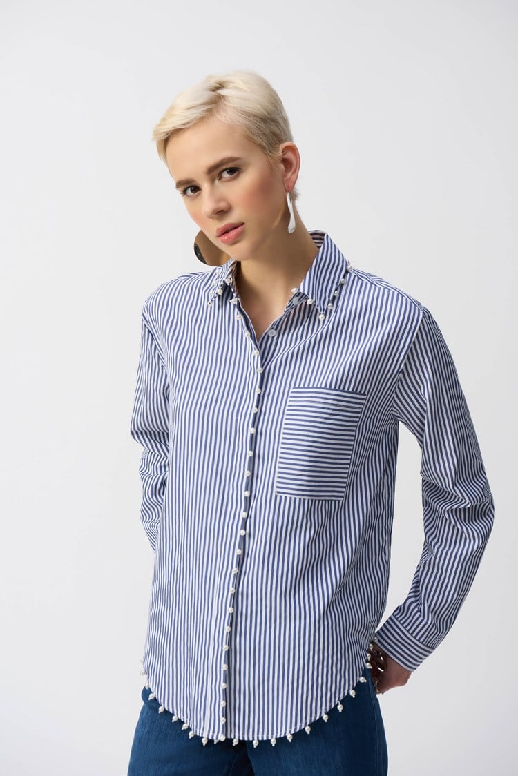 Joseph Ribkoff Striped Stretch Cotton Shirt FINAL SALE