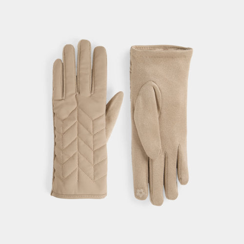 Matte Tan Chevron Puffer Gloves