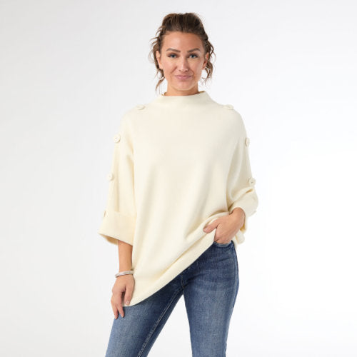 Elbow Sleeve Funnel Neck Top