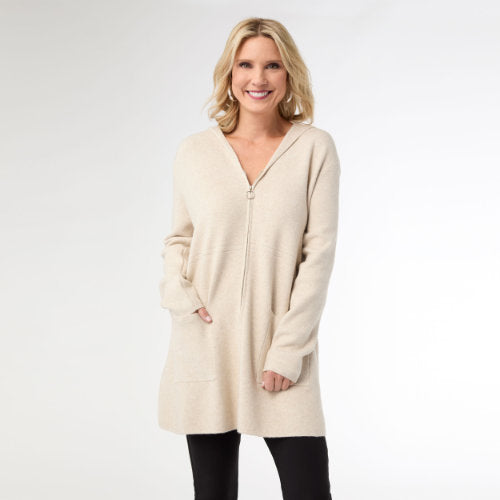 Zip Front Hooded Cardigan