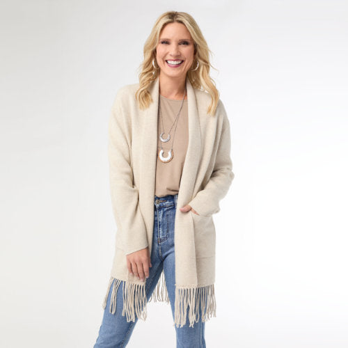 Mid Length Cardigan w/ Fringe