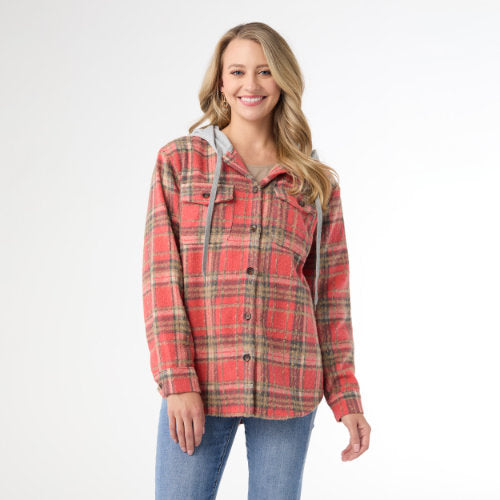 Hooded Plaid Shacket