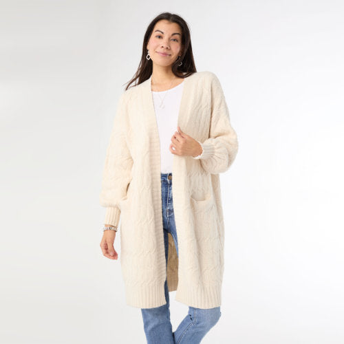 Cable Knit Open Front Cardigan