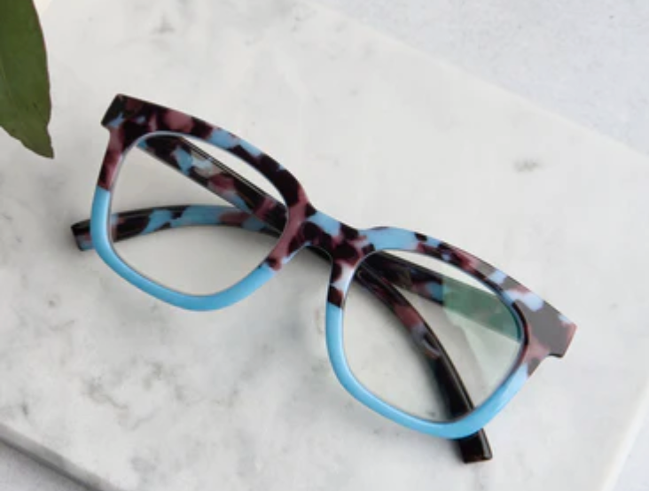 * Peepers To The Max Blue Light Reading Glasses - Light Blue Botanico
