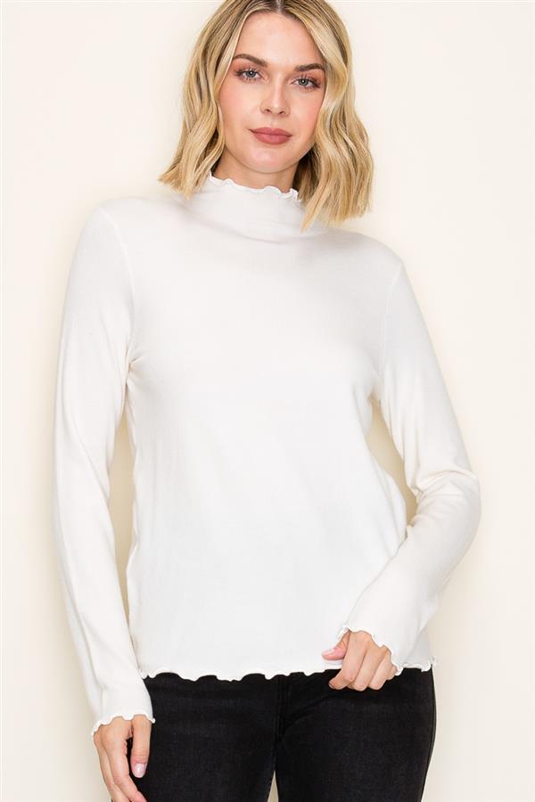 Lettuce Edge Mock Neck Sweater