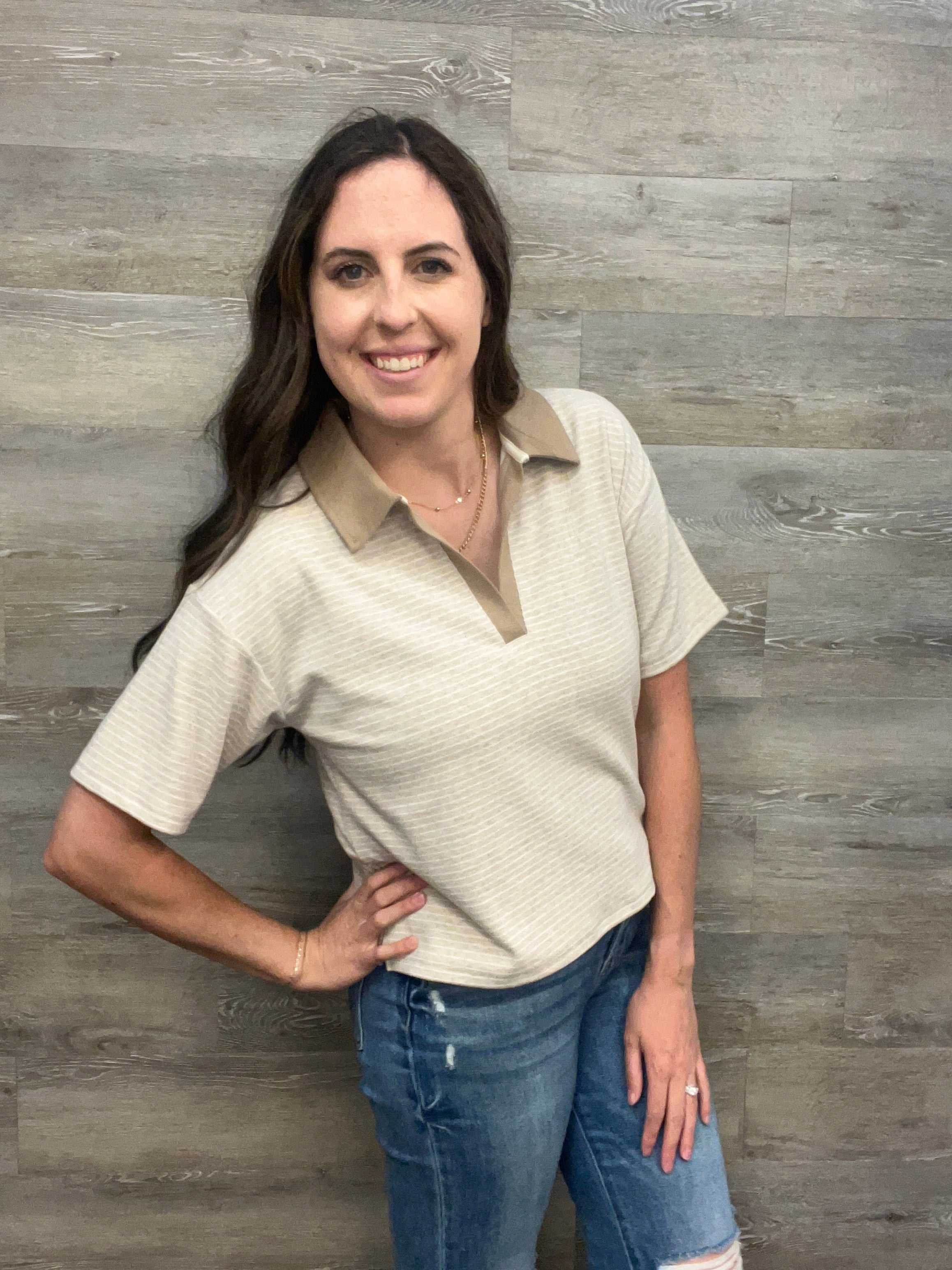 Calix Collared V-Neck Top