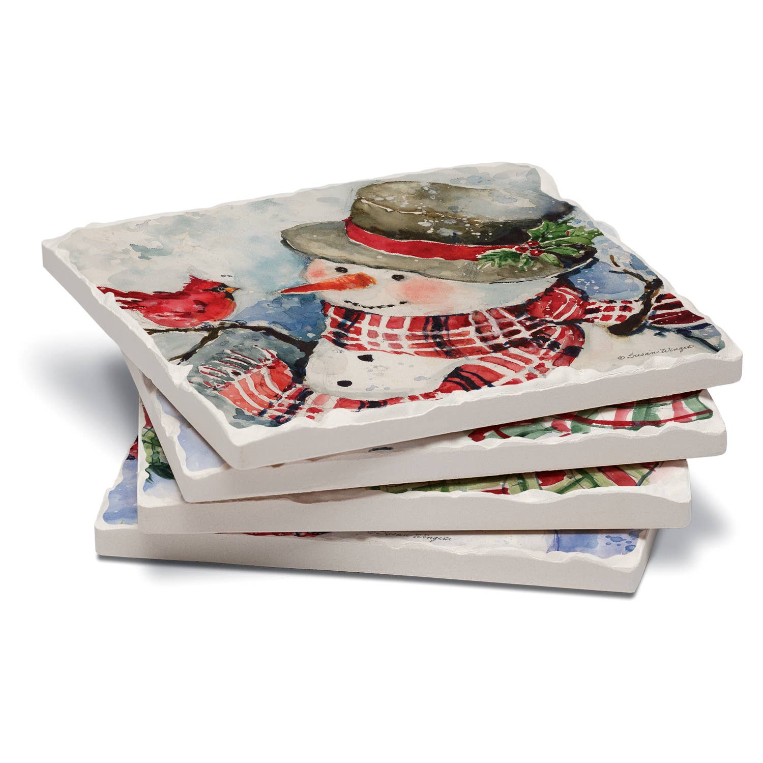 Watercolor Snowman Coaster 4 Pk