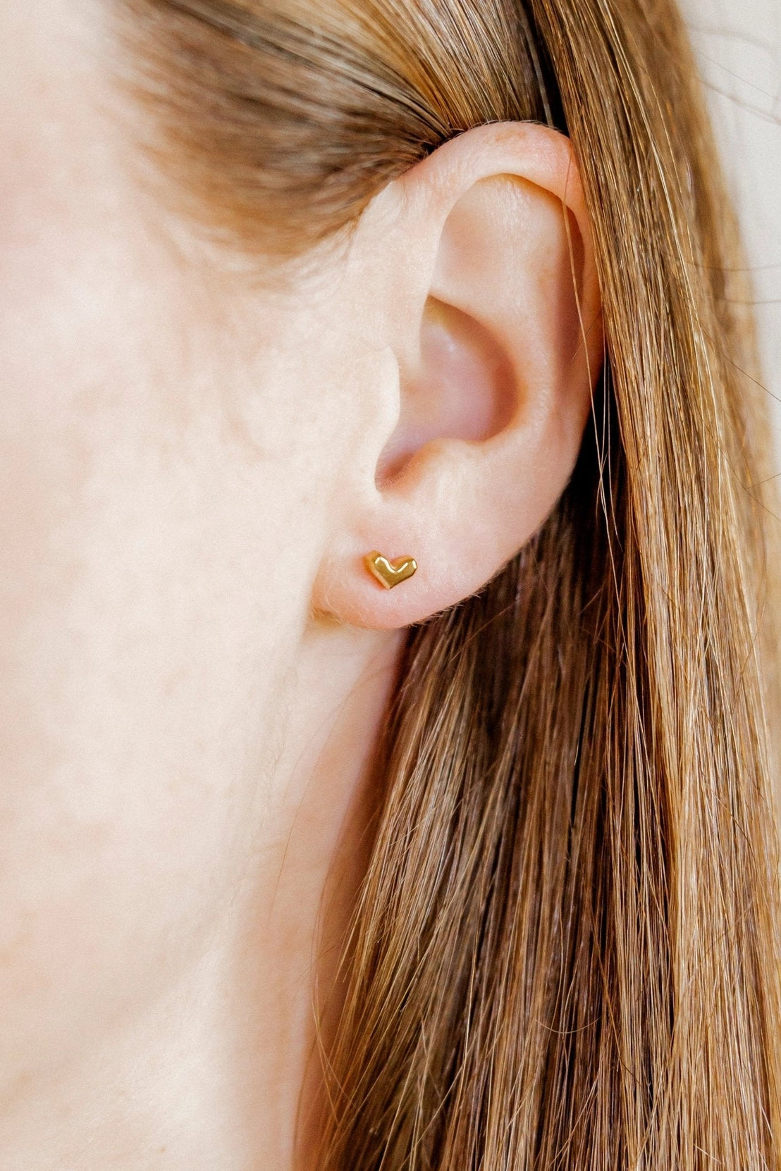 Fable Heart Gold Screwback Stud Earrings