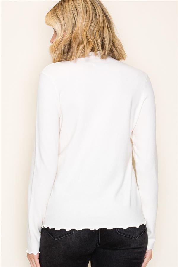 Lettuce Edge Mock Neck Sweater