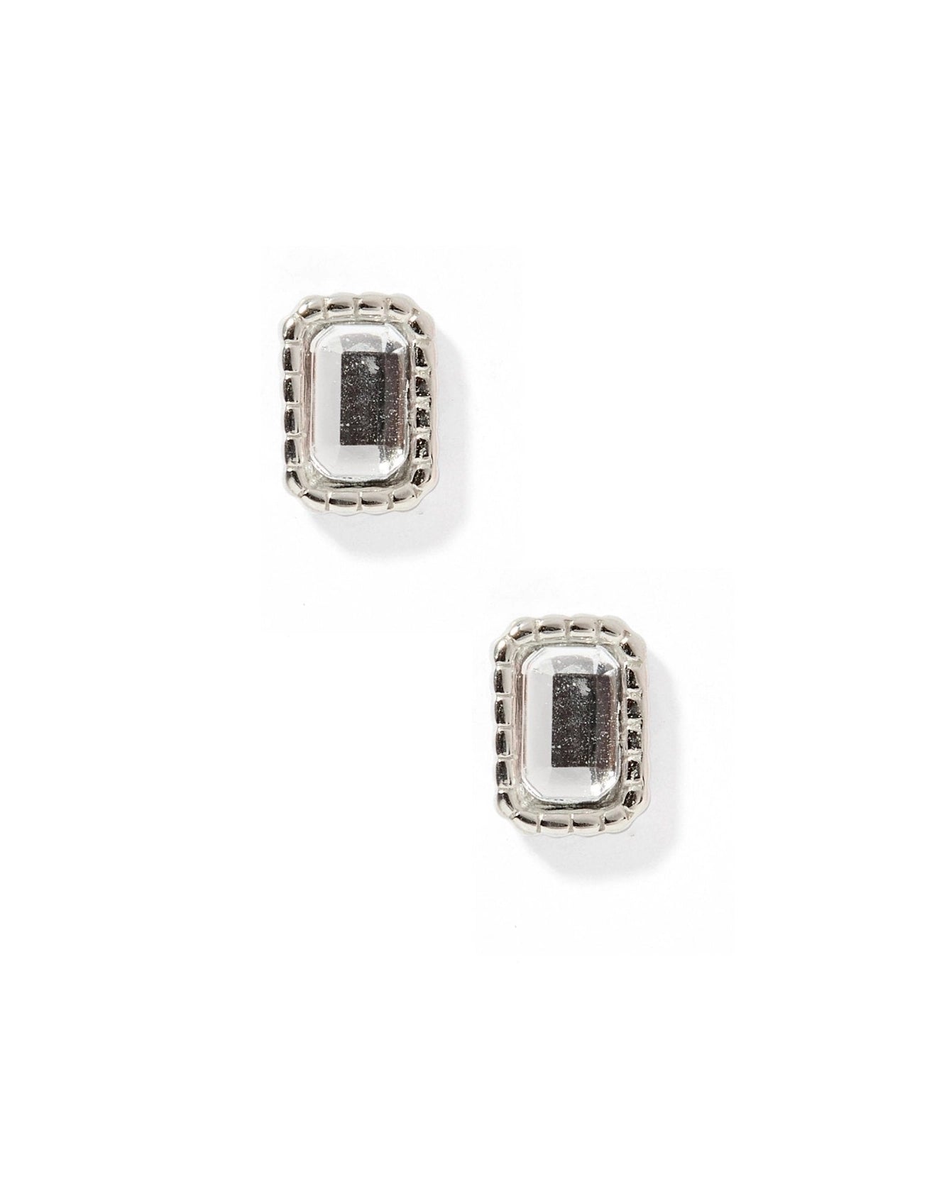 Madison Silver Rectangular Screwback Stud Earrings