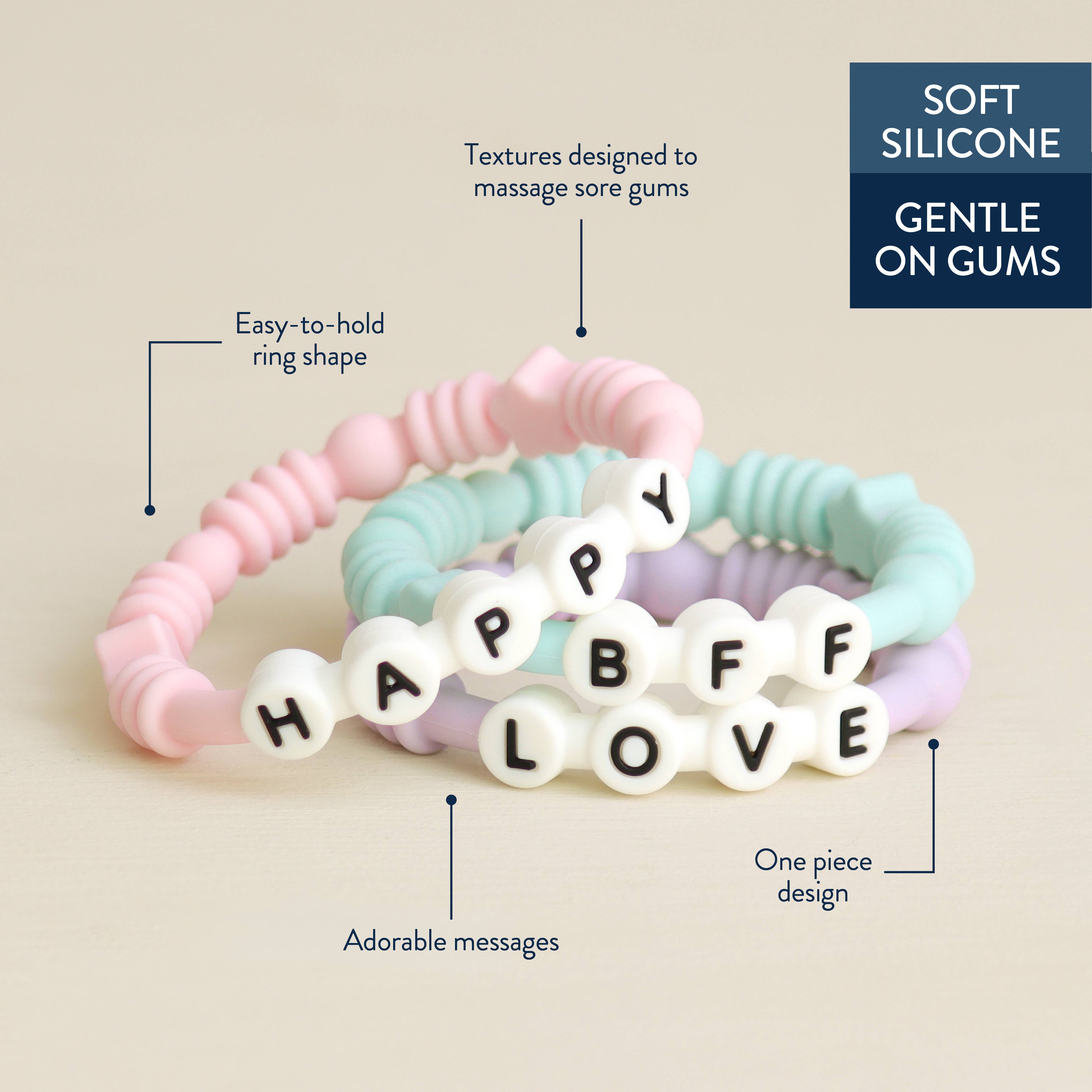 Bitzy Bands Silicone Teething Rings – Set of 3