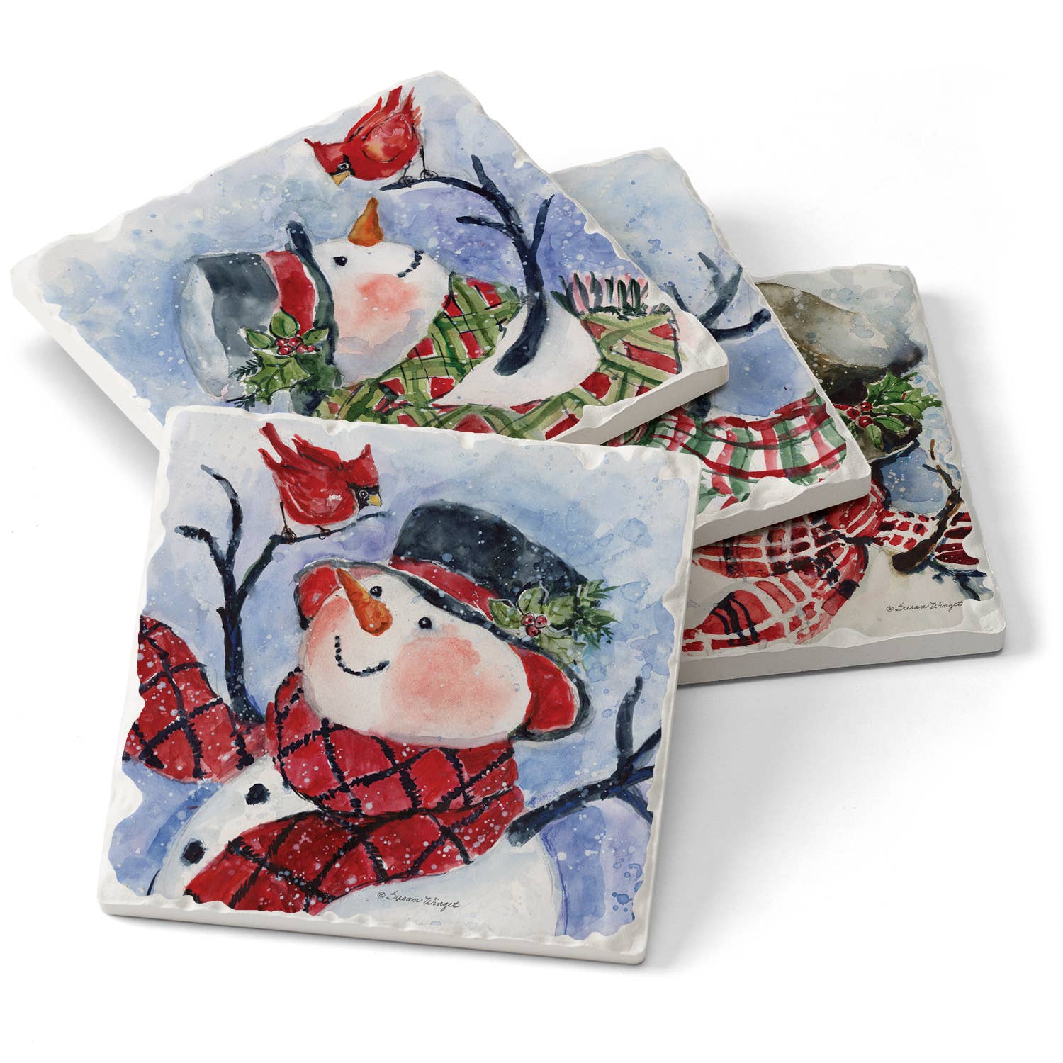 Watercolor Snowman Coaster 4 Pk