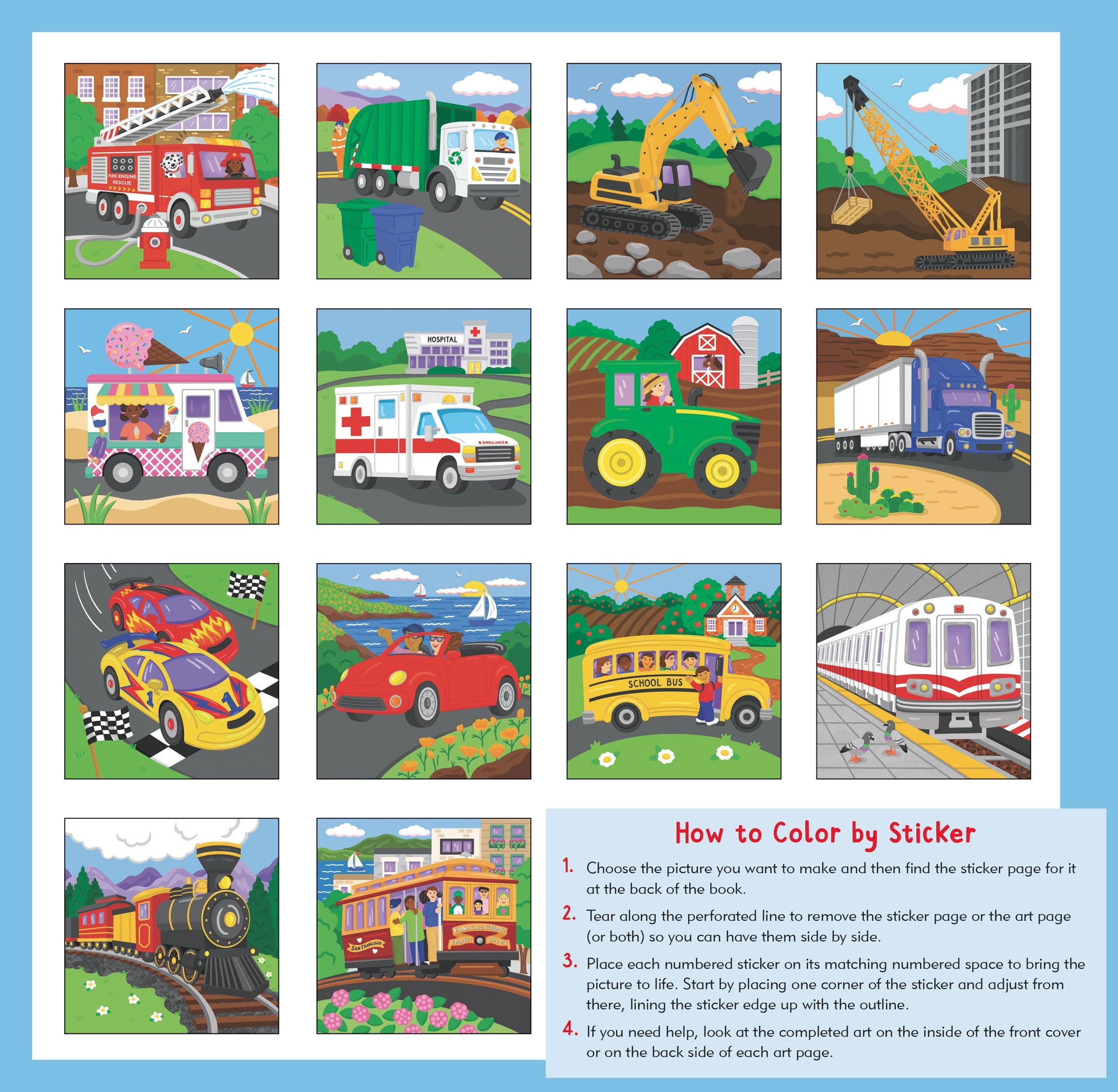 My First Color-By-Sticker Book - Cars, Trucks & Trains