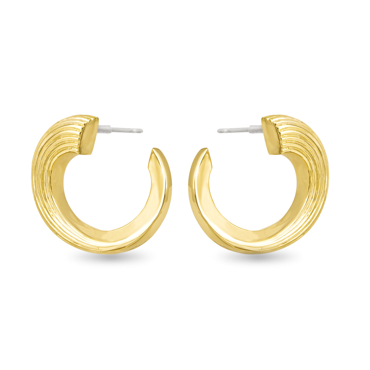Caroline Polished Ribbed Twist Huggie Earrings