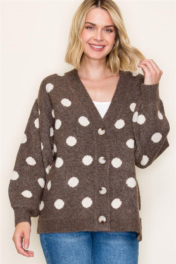 Polka Dot Oversized Cardigan Sweater