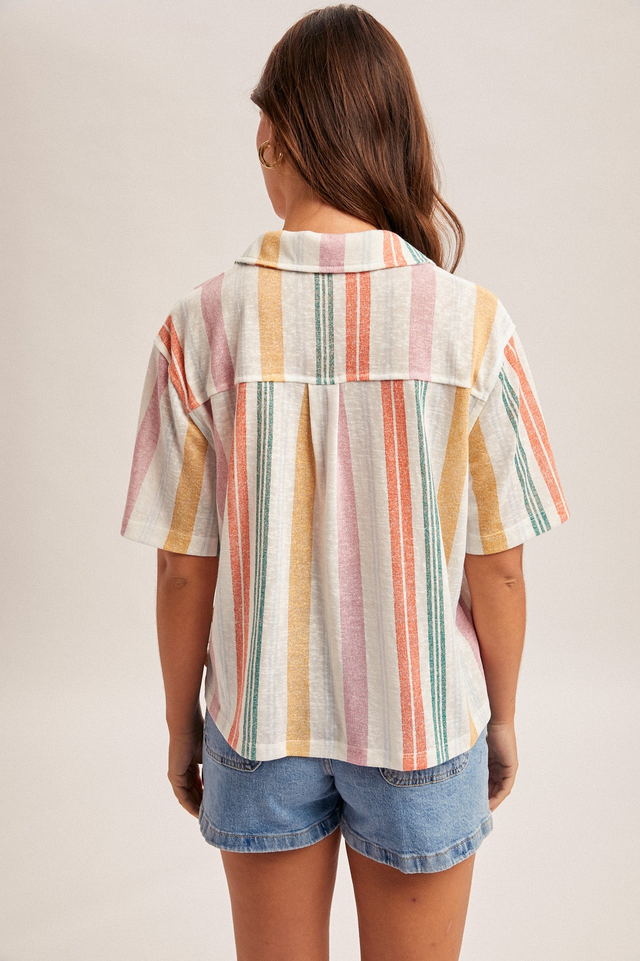 Multi Color Button Down Knit Top