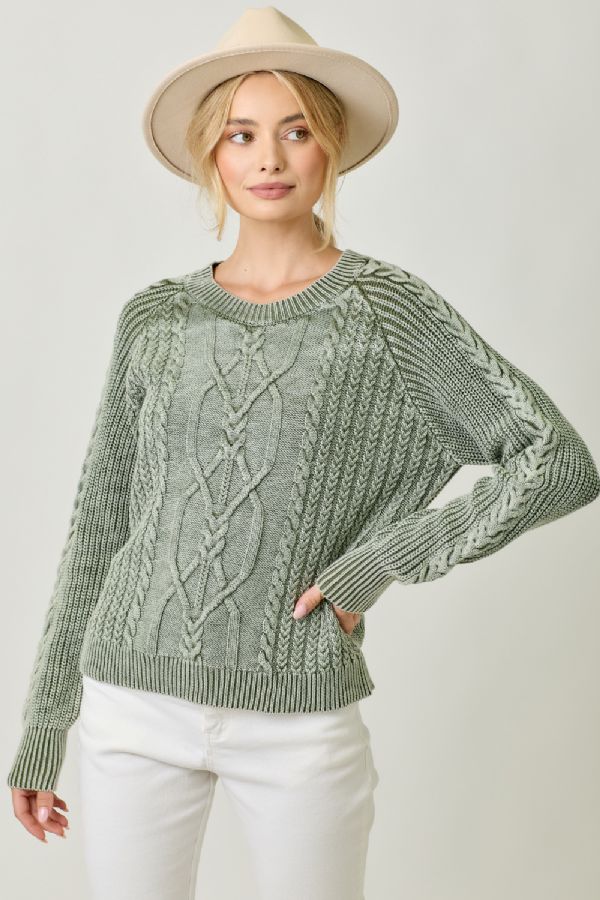 Washed Cable Sweater