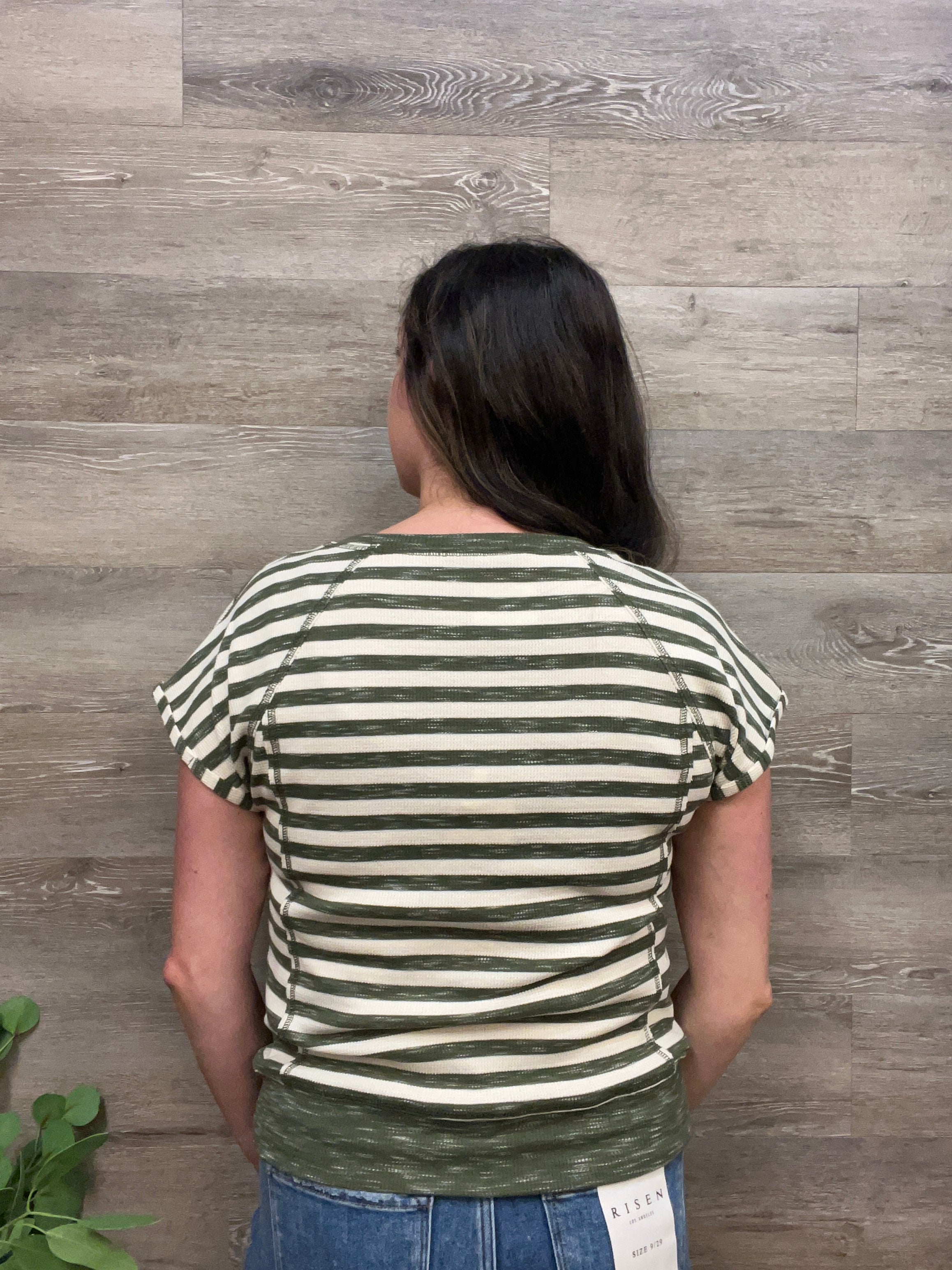 Exposed Stitching Stripe Top