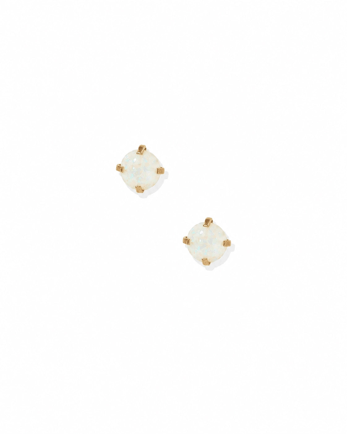 Venus White Opal Gold Screwback Stud Earrings