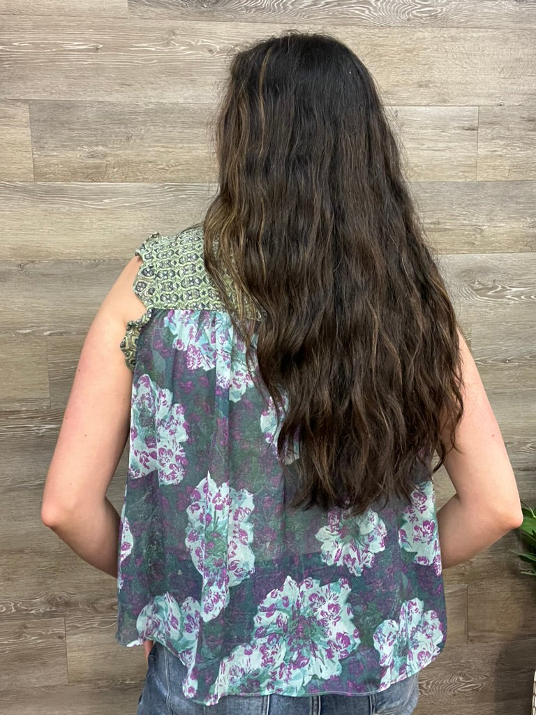 Ruffled Floral Print Top FINAL SALE