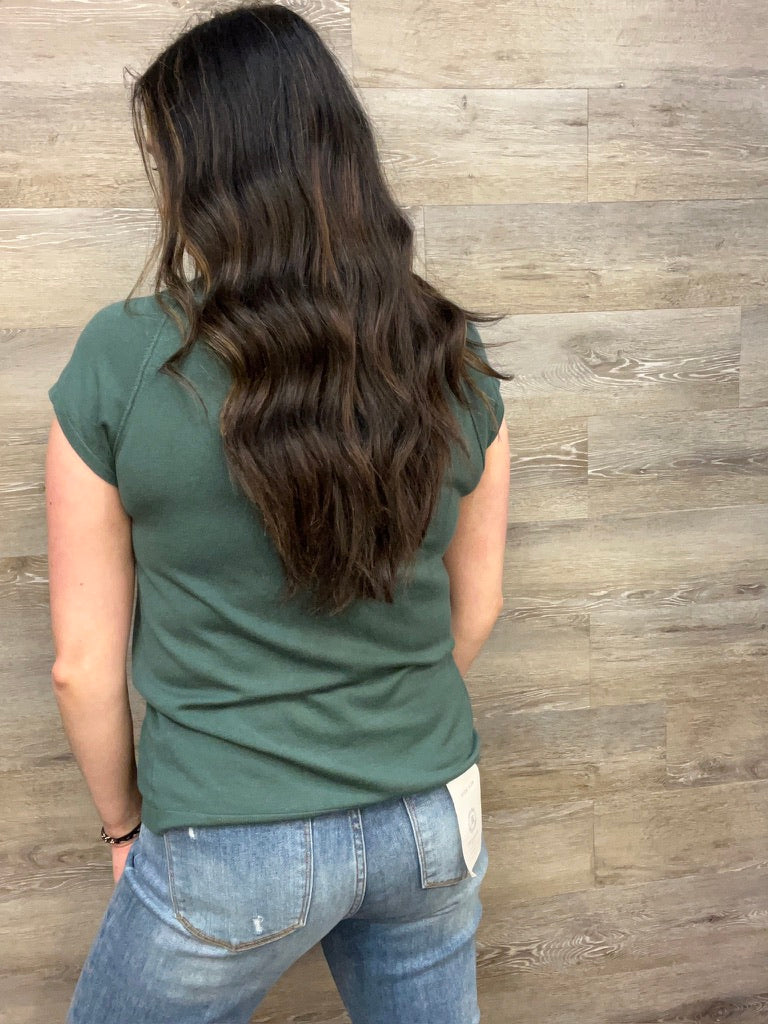 Raglan Short Sleeve Raw Edge Detail Top FINAL SALE