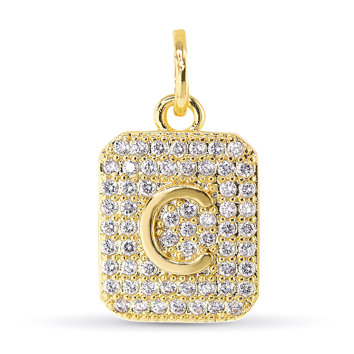 Gold CZ C Initial Charm