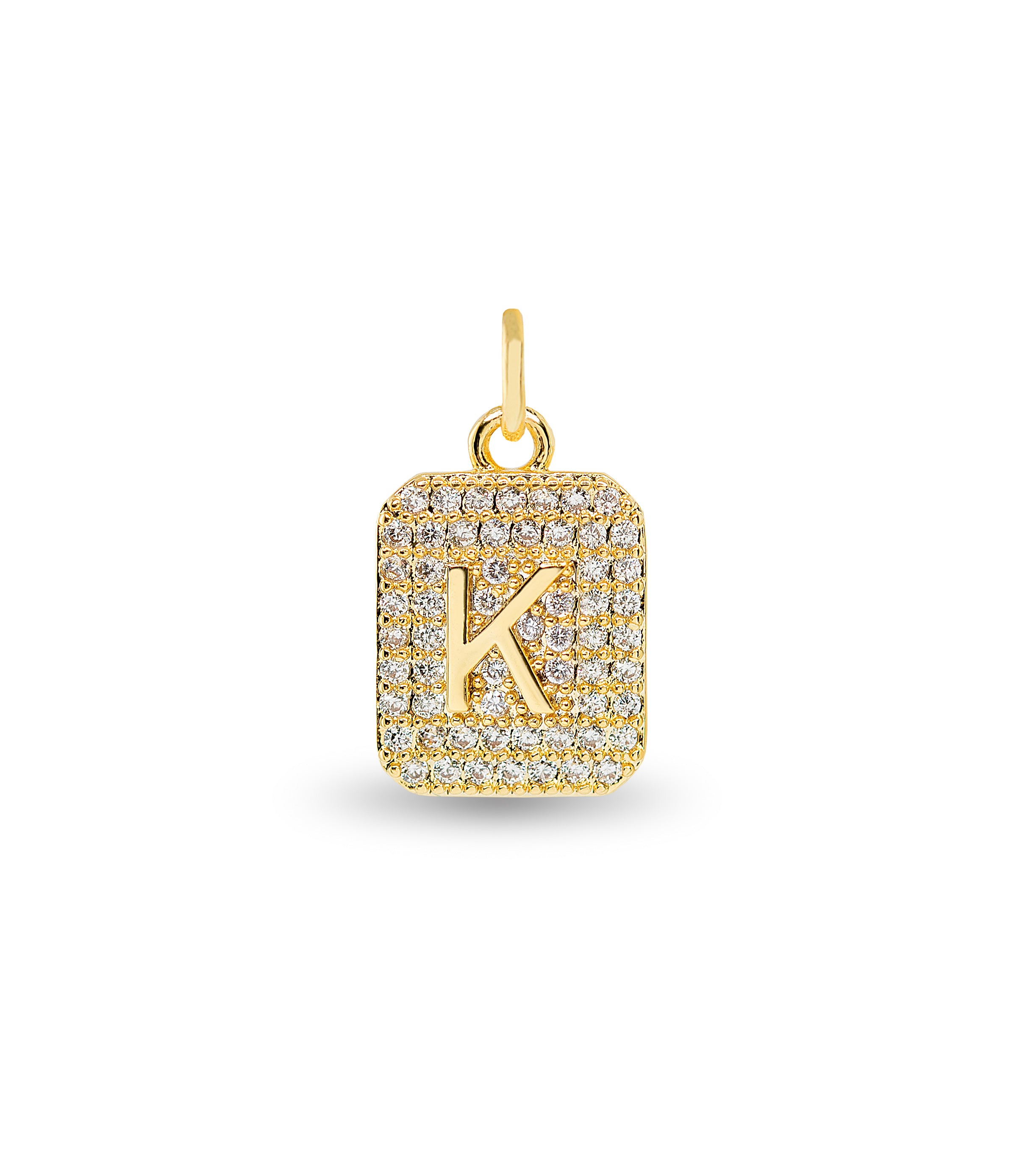 Gold CZ K Initial Charm