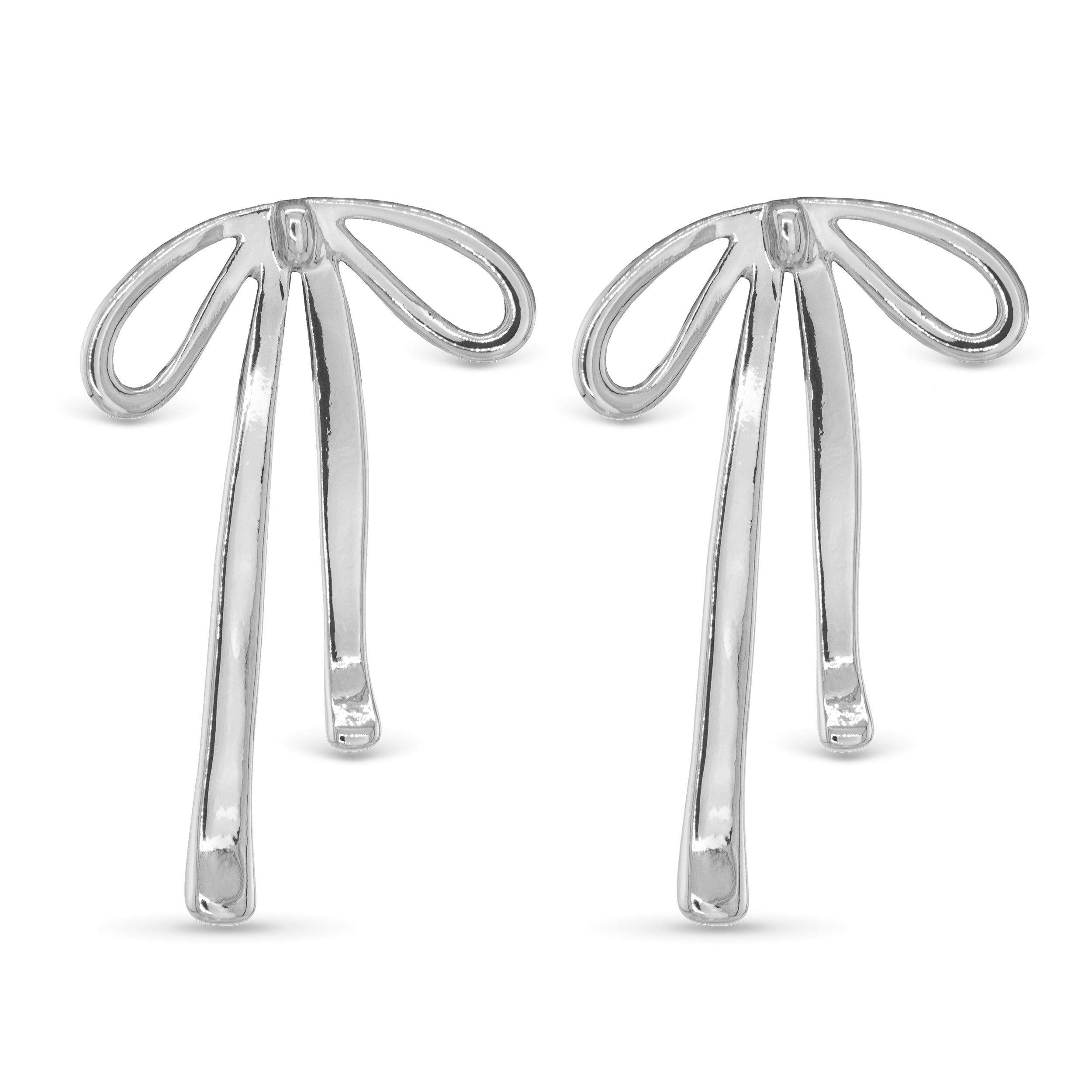 Silver Long Bow Earrings