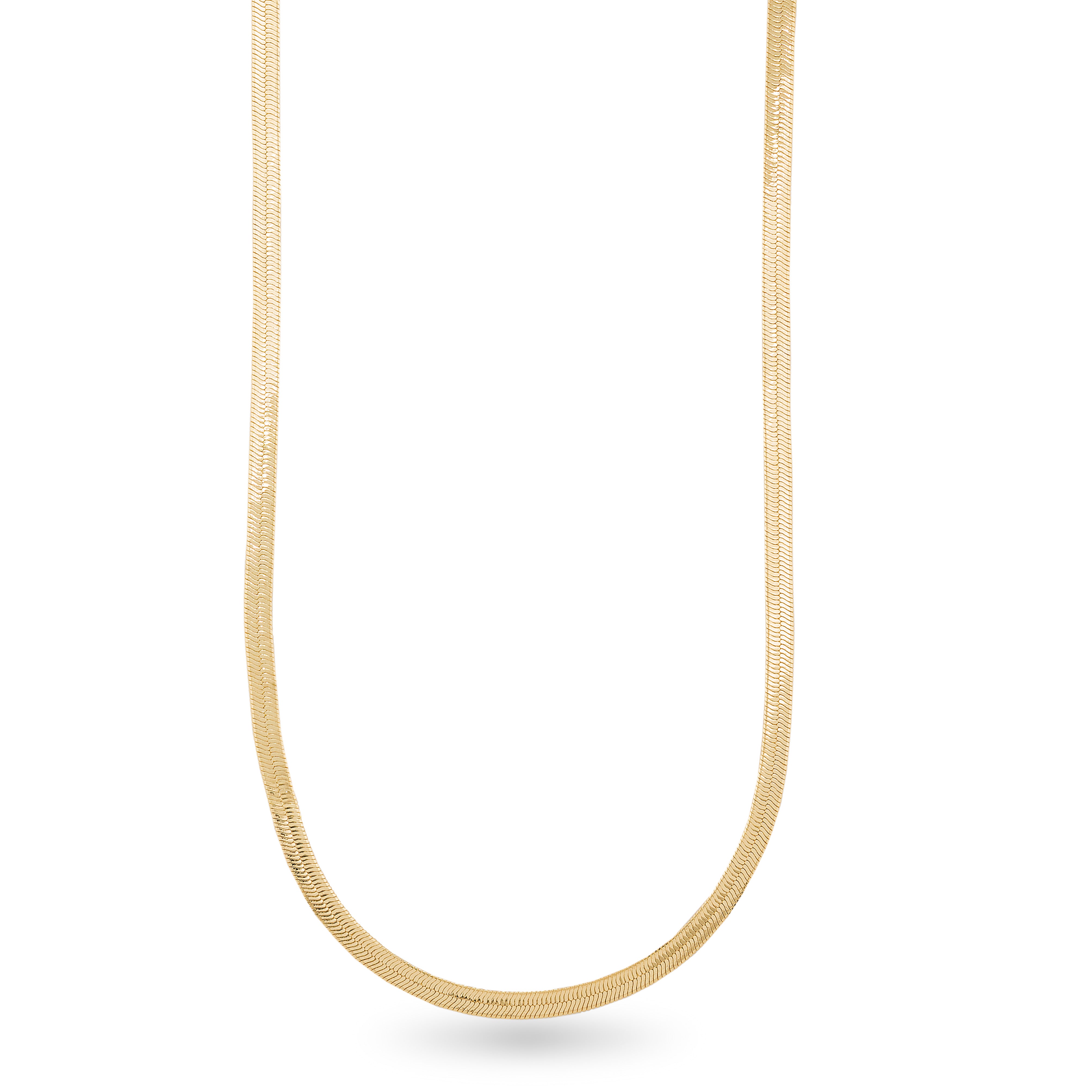 Gold Herringbone Long Necklace