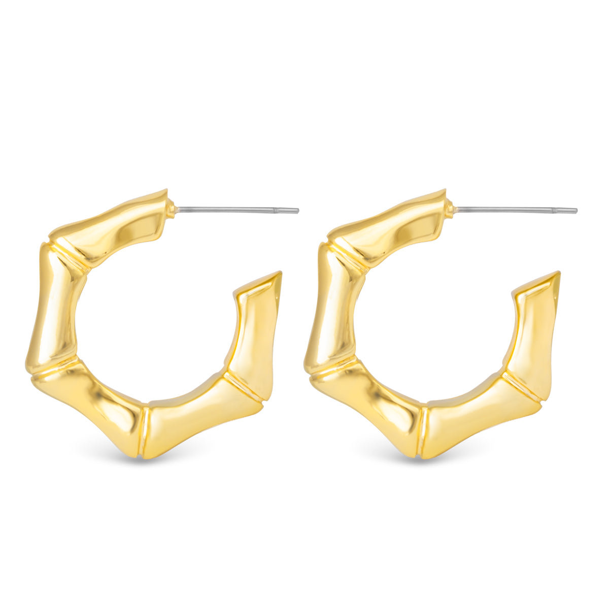 Jenna Polished Bamboo Gold Hoops