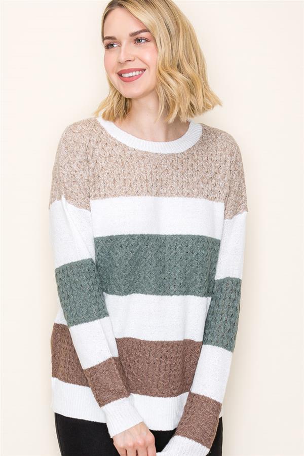 Textured Color Blocked Sweater