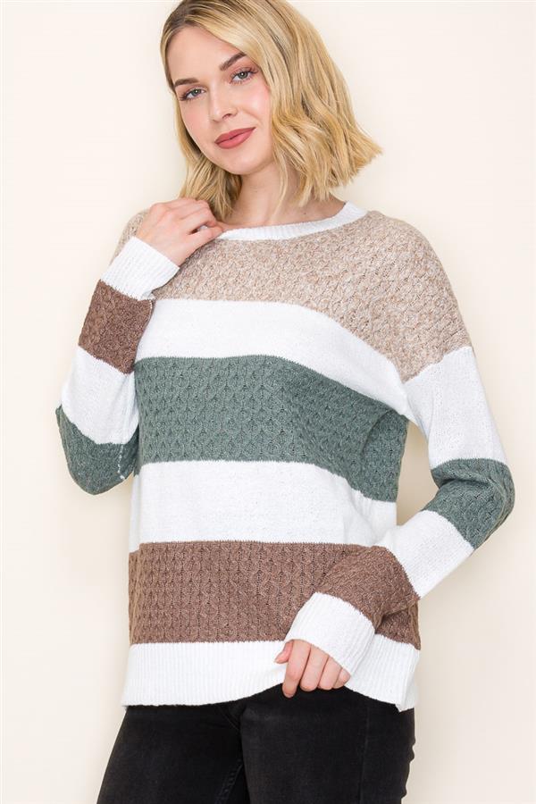 Textured Color Blocked Sweater