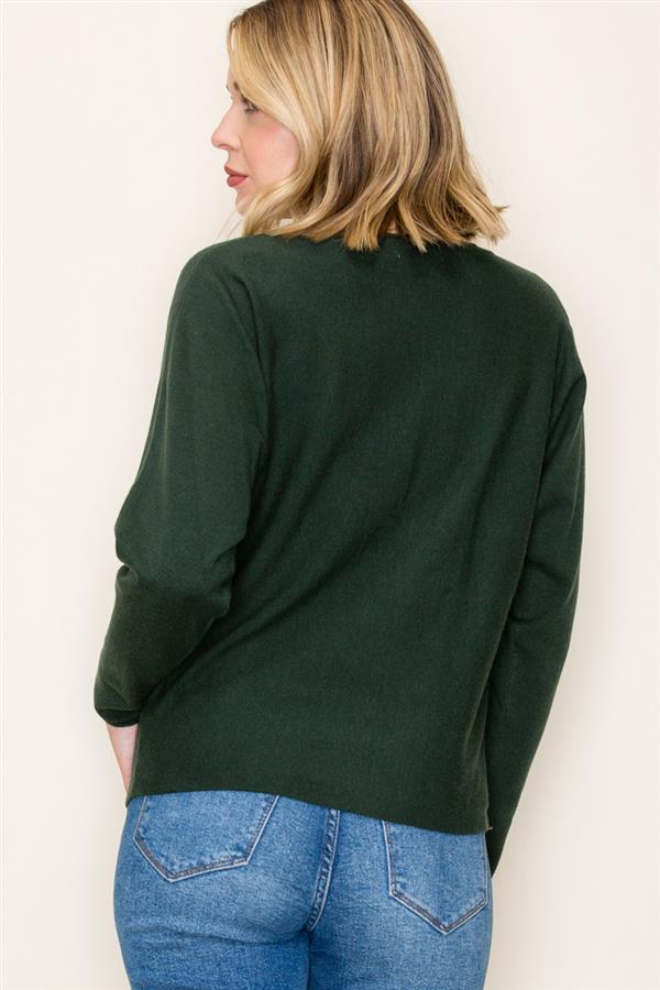 Dolman Sleeve Solid Color Sweater