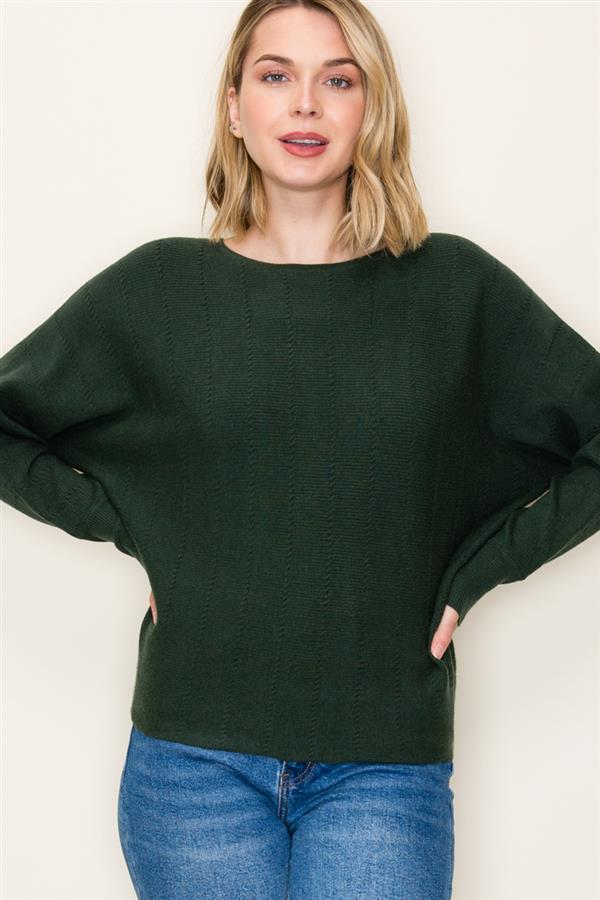 Vertically Textured Dolman Sleeve Sweater