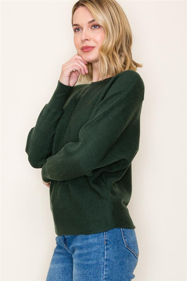 Vertically Textured Dolman Sleeve Sweater