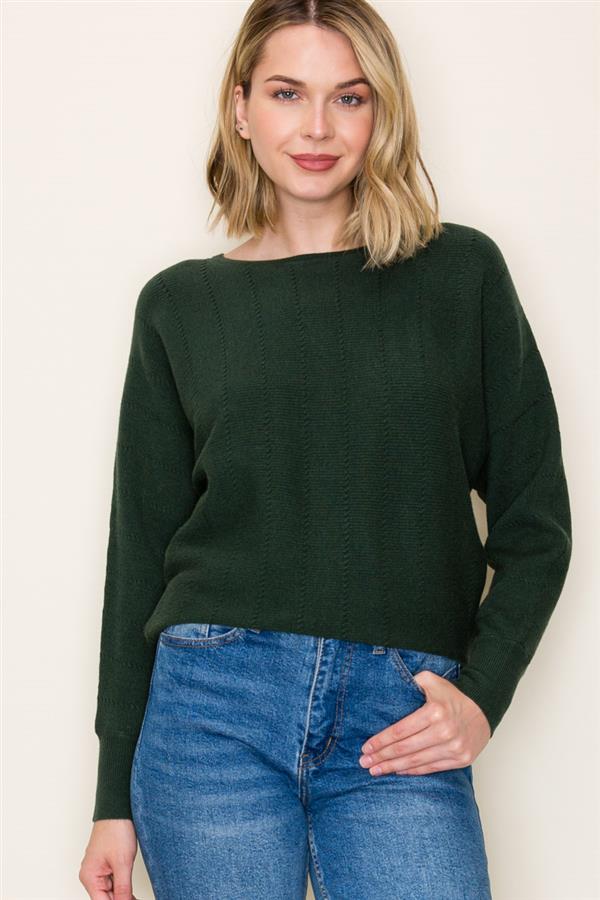 Vertically Textured Dolman Sleeve Sweater