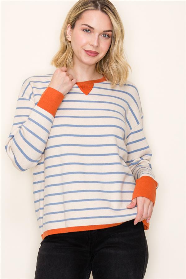 Striped Color Contrast Sweater