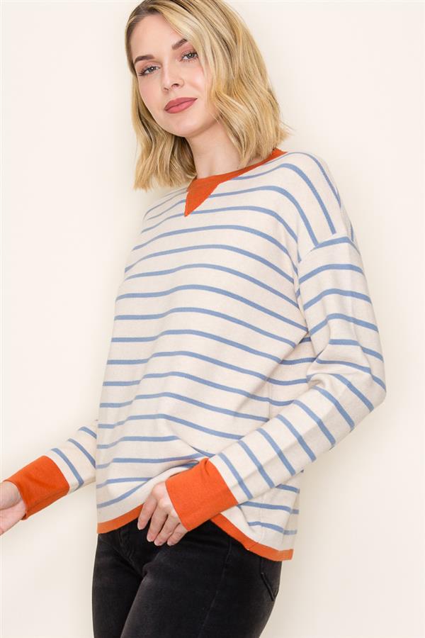 Striped Color Contrast Sweater