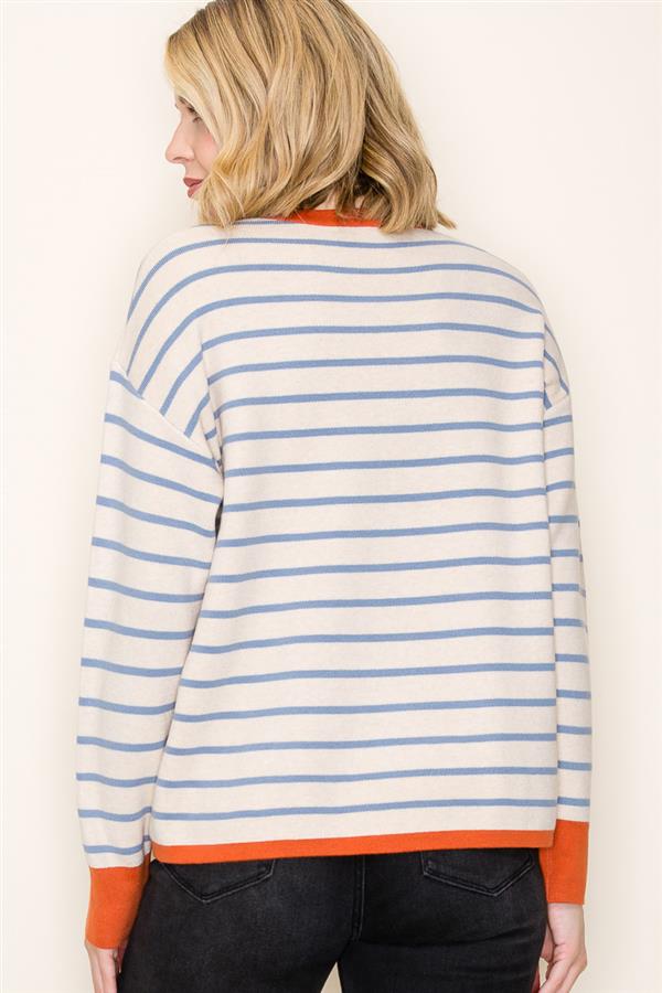 Striped Color Contrast Sweater