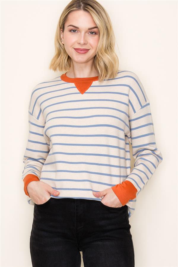 Striped Color Contrast Sweater