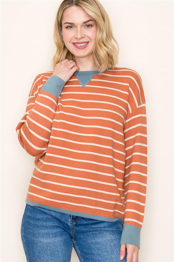 Striped Color Contrast Sweater