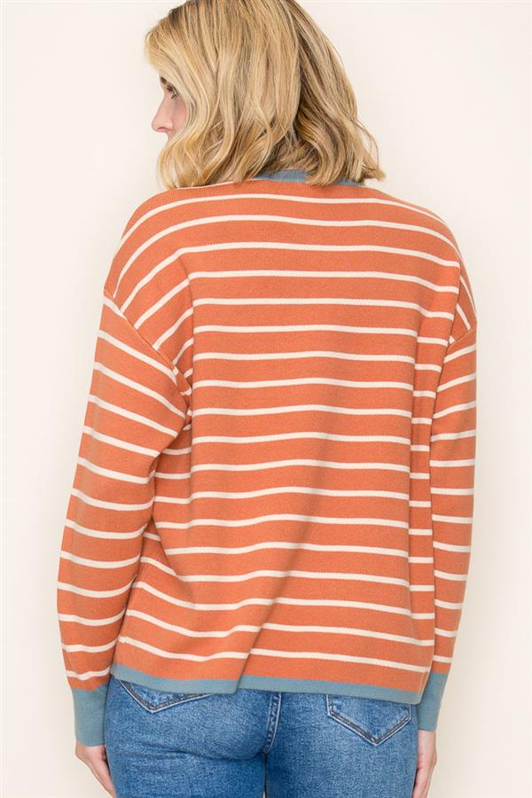 Striped Color Contrast Sweater